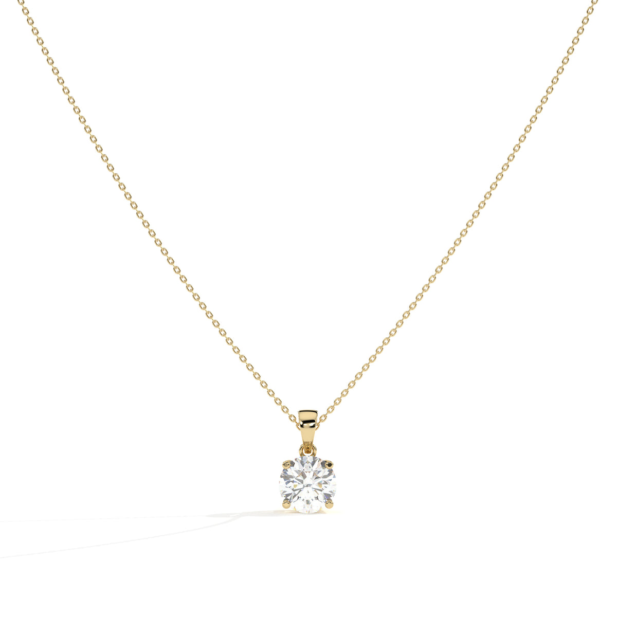 Mila Solitär-Halskette mit rundem Labordiamanten aus 585 Gelbgold, Vorderansicht 