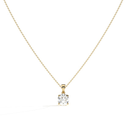 Mila Solitär-Halskette mit rundem Labordiamanten aus 585 Gelbgold, Vorderansicht 