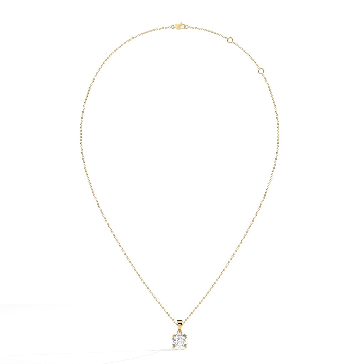 Mila Solitär-Halskette mit rundem Labordiamanten aus 585 Gelbgold, Ansicht der ganzen Kette 