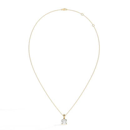 Mila Solitär-Halskette mit rundem Labordiamanten aus 585 Gelbgold, Ansicht der ganzen Kette 