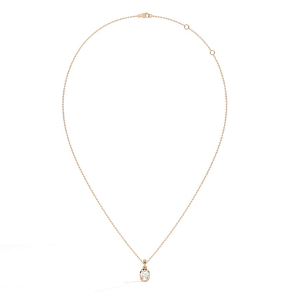 Ninon Zargen-Halskette mit Labordiamanten im Kissenschliff aus 585 Roségold, Ansicht der ganzen Kette 