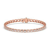 Noa Tennisarmband mit Labordiamanten im Smaragdschliff mit Zargenfassung aus 585 Roségold, Vorderansicht 