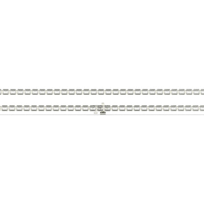 Noa Tennisarmband mit Labordiamanten im Smaragdschliff mit Zargenfassung aus 585 Weißgold, flach liegend, volle Länge 