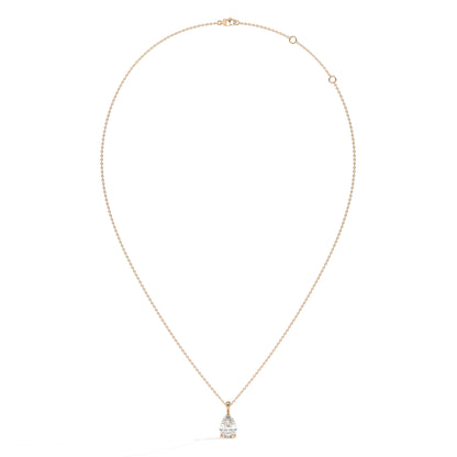 Perla Solitär-Halskette mit Labordiamanten im Tropfenschliff aus 585 Roségold, Ansicht der ganzen Kette 