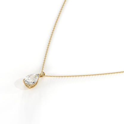 Perla Solitär-Halskette mit Labordiamanten im Tropfenschliff aus 585 Gelbgold, Seitenansicht 