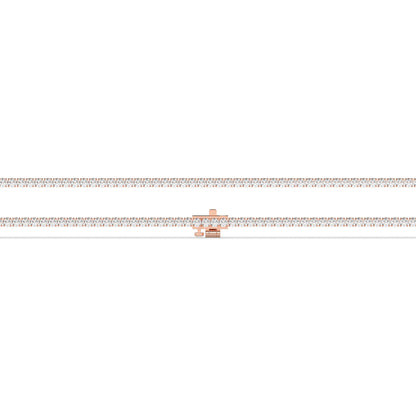 Pia Tennisarmband mit Labordiamanten im Brillantschliff aus 585 Roségold, flach liegend, volle Länge 