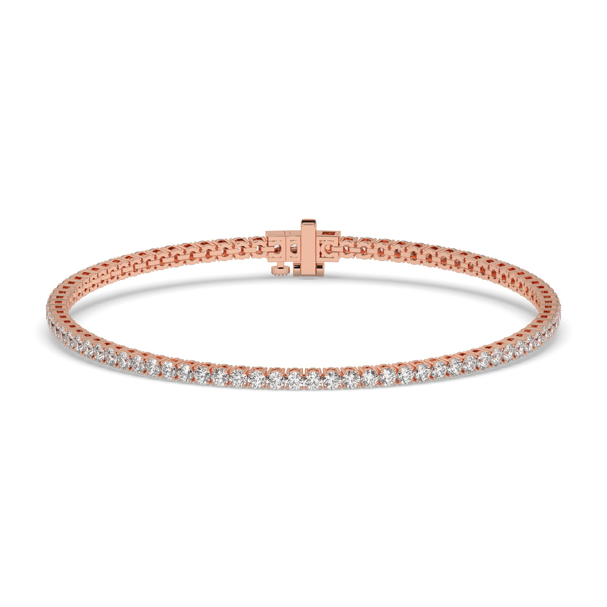 Pia Tennisarmband mit Labordiamanten im Brillantschliff aus 585 Roségold, Vorderansicht 
