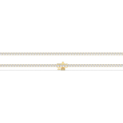 Pia Tennisarmband mit Labordiamanten im Brillantschliff aus 585 Gelbgold, flach liegend, volle Länge 