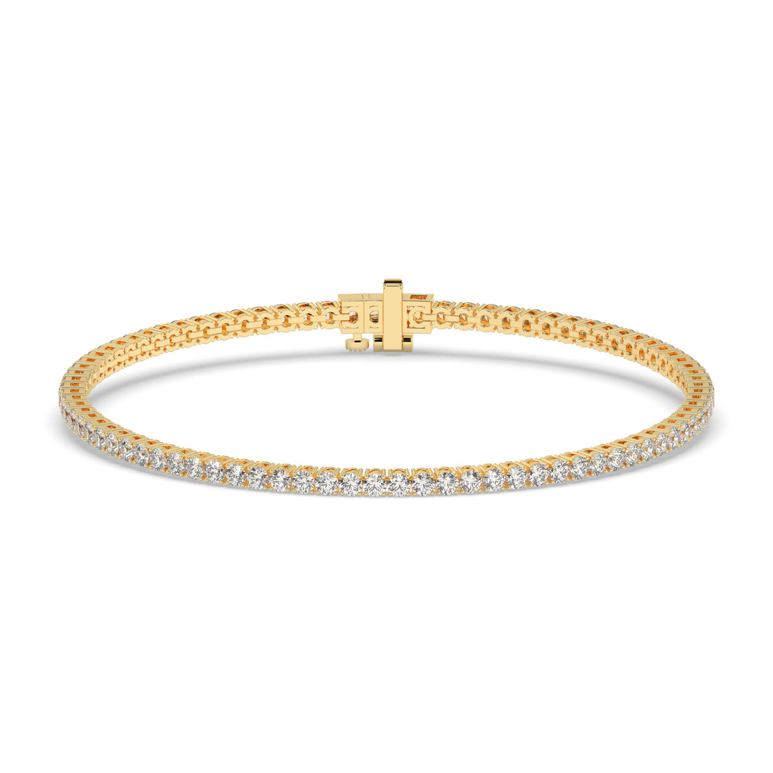 Pia Tennisarmband mit Labordiamanten im Brillantschliff aus 585 Gelbgold, Vorderansicht 