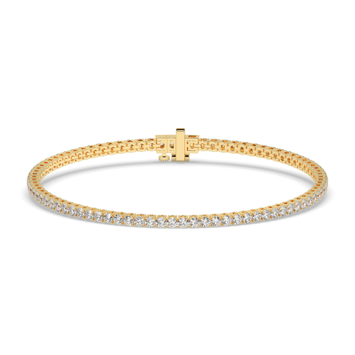 Pia Tennisarmband mit Labordiamanten im Brillantschliff aus 585 Gelbgold, Vorderansicht 