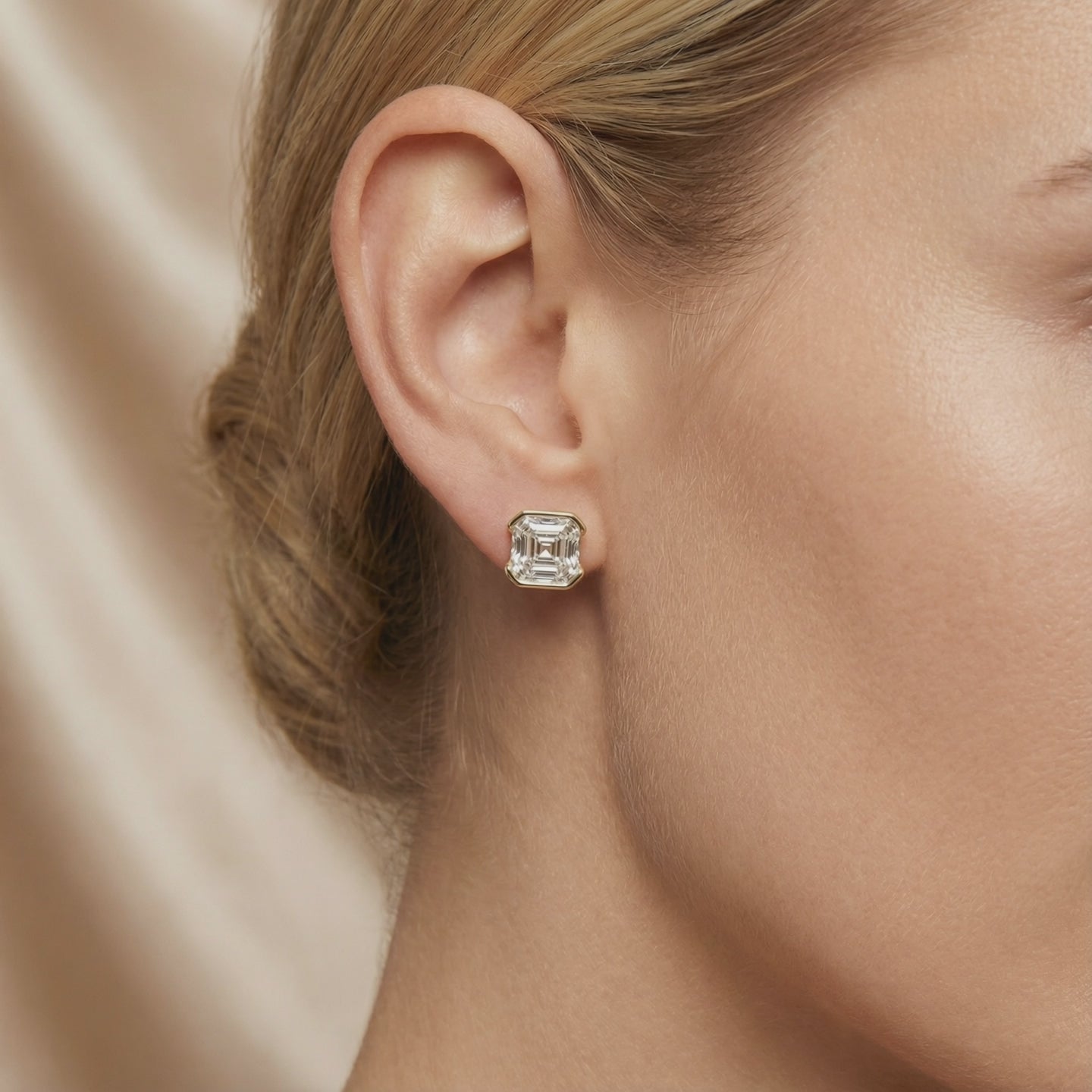 Mia Asschers Cut  Half Bezel Setting Earring