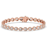 Rina Tennisarmband mit Labordiamanten im Tropfenschliff mit Zargenfassung aus 585 Roségold, Vorderansicht 