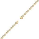 Rina Tennisarmband mit Labordiamanten im Tropfenschliff mit Zargenfassung aus 585 Gelbgold, volle Länge, Diagonalansicht 