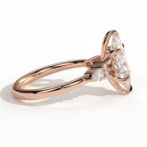 Marquise lab-grown diamond halo engagement ring in 18K (750) rose gold, detail view 