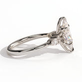 Marquise lab-grown diamond halo engagement ring in 18K (750) white gold, detail view 