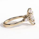 Marquise lab-grown diamond halo engagement ring in 18K (750) yellow gold, detail view 