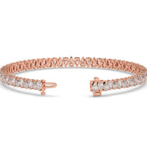Sina upright pear lab-grown diamond tennis bracelet in 14K (585) rose gold, clasp open, detail view 