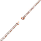 Sina upright pear lab-grown diamond tennis bracelet in 14K (585) rose gold, full length, diagonal view 