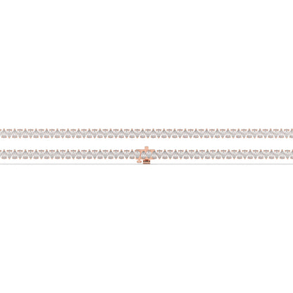 Sina upright pear lab-grown diamond tennis bracelet in 14K (585) rose gold, laid flat, full length 