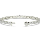 Sina upright pear lab-grown diamond tennis bracelet in 14K (585) white gold, clasp open, detail view 
