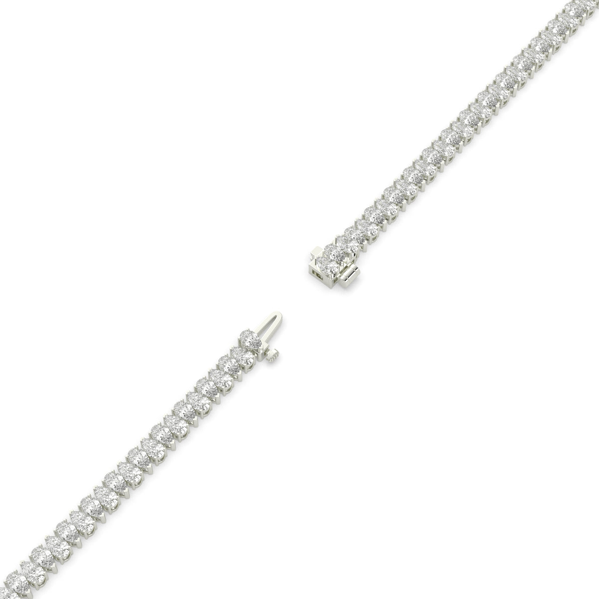 Sina upright pear lab-grown diamond tennis bracelet in 14K (585) white gold, full length, diagonal view 