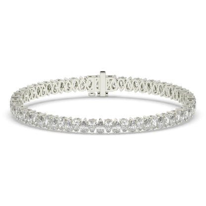 Sina upright pear lab-grown diamond tennis bracelet in 14K (585) white gold, front view 