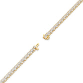 Sina upright pear lab-grown diamond tennis bracelet in 14K (585) yellow gold, full length, diagonal view 