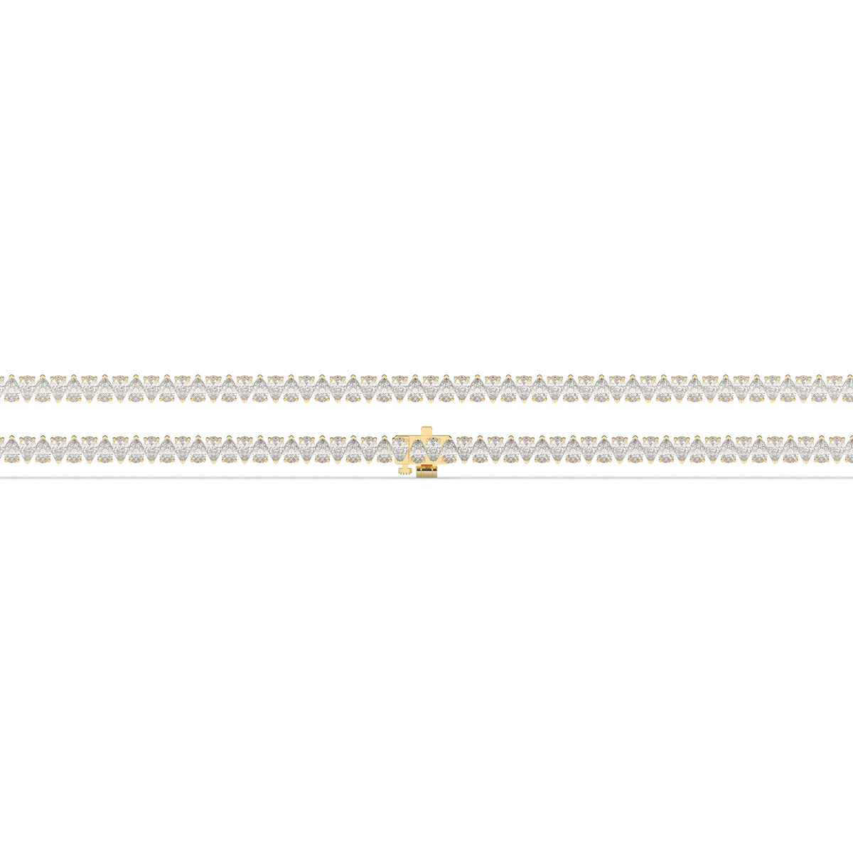 Sina upright pear lab-grown diamond tennis bracelet in 14K (585) yellow gold, laid flat, full length 