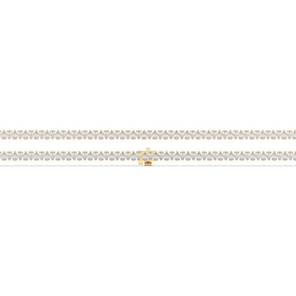 Sina upright pear lab-grown diamond tennis bracelet in 14K (585) yellow gold, laid flat, full length 