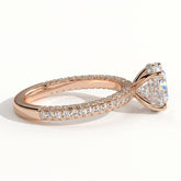 Round lab-grown diamond halo engagement ring in 14K (585) rose gold, detail view 