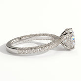 Round lab-grown diamond halo engagement ring in 18K (750) white gold, detail view 