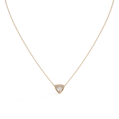 Thea Zargen-Halskette mit Labordiamanten im Trillionschliff aus 585 Roségold, Vorderansicht 