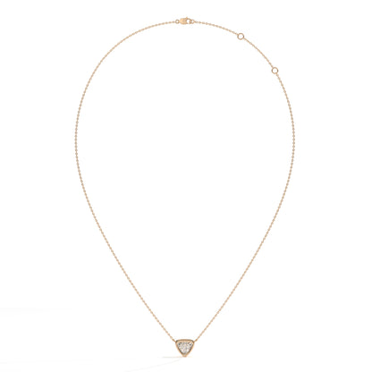 Thea Zargen-Halskette mit Labordiamanten im Trillionschliff aus 585 Roségold, Ansicht der ganzen Kette 