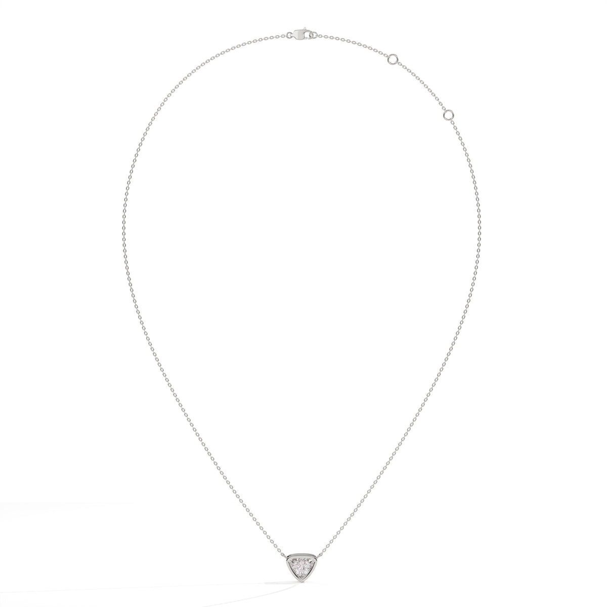 Thea Zargen-Halskette mit Labordiamanten im Trillionschliff aus 585 Weißgold, Ansicht der ganzen Kette 