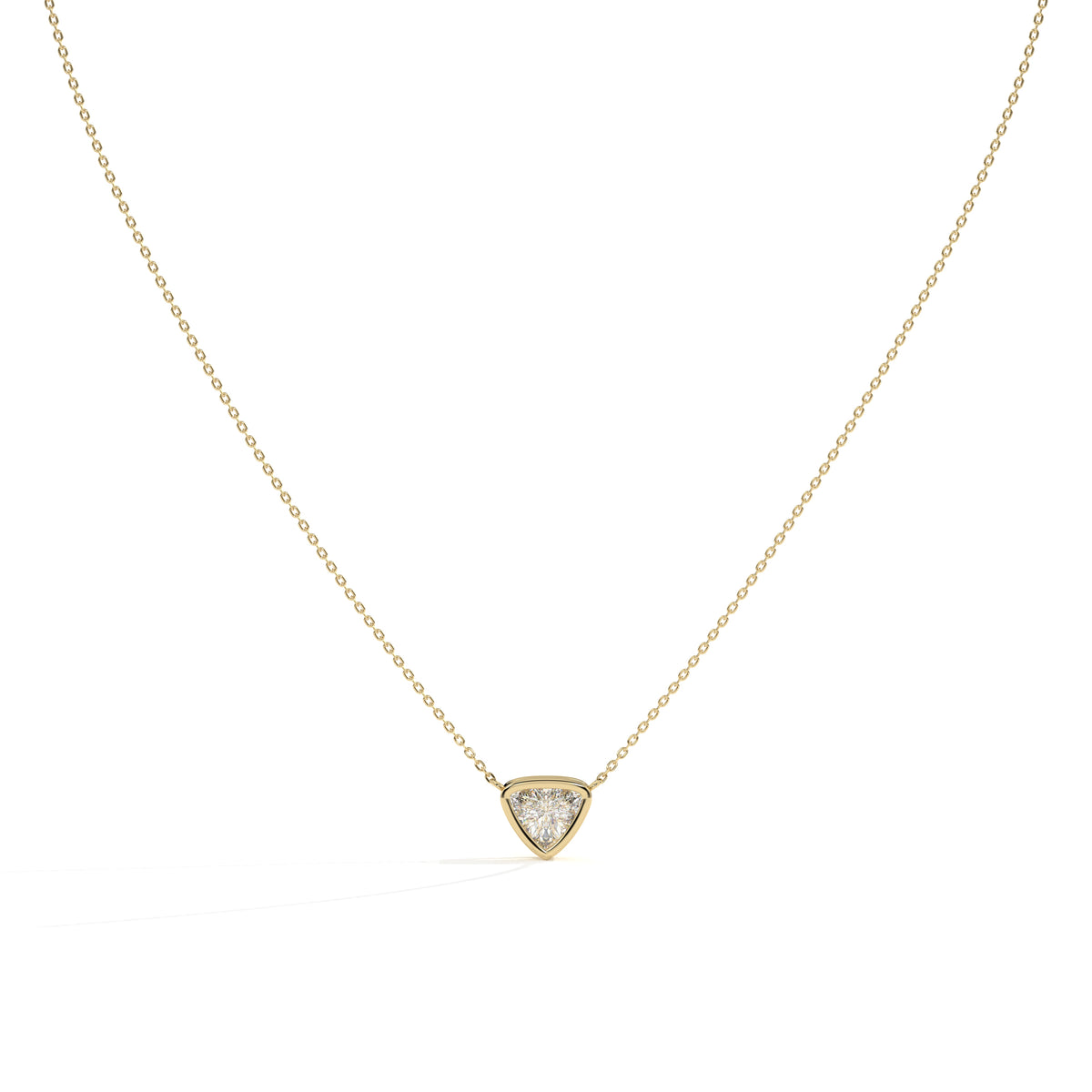 Thea Zargen-Halskette mit Labordiamanten im Trillionschliff aus 585 Gelbgold, Vorderansicht 