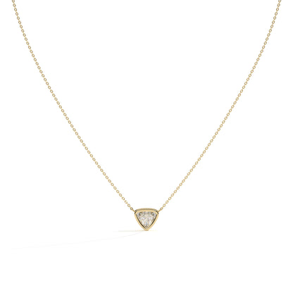 Thea Zargen-Halskette mit Labordiamanten im Trillionschliff aus 585 Gelbgold, Vorderansicht 