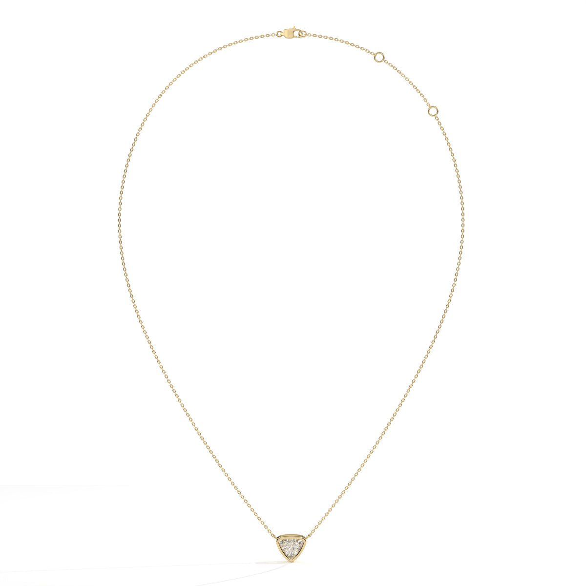 Thea Zargen-Halskette mit Labordiamanten im Trillionschliff aus 585 Gelbgold, Ansicht der ganzen Kette 