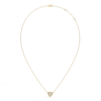 Thea Zargen-Halskette mit Labordiamanten im Trillionschliff aus 585 Gelbgold, Ansicht der ganzen Kette 