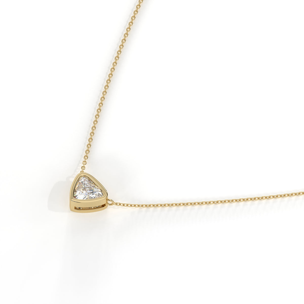 Thea Zargen-Halskette mit Labordiamanten im Trillionschliff aus 585 Gelbgold, Seitenansicht 