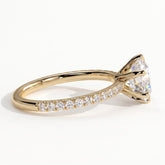 Round lab-grown diamond halo engagement ring in 18K (750) yellow gold, detail view 