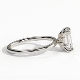 Emerald lab-grown diamond solitaire engagement ring in 18K (750) white gold, detail view 