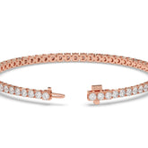 Wiebke round lab-grown diamond tennis bracelet in 14K (585) rose gold, clasp open, detail view 