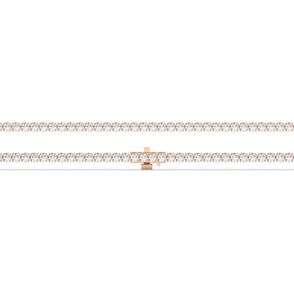 Wiebke round lab-grown diamond tennis bracelet in 14K (585) rose gold, laid flat, full length 