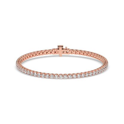 Wiebke round lab-grown diamond tennis bracelet in 14K (585) rose gold, front view 
