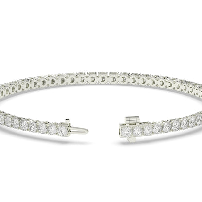 Wiebke round lab-grown diamond tennis bracelet in 14K (585) white gold, clasp open, detail view 