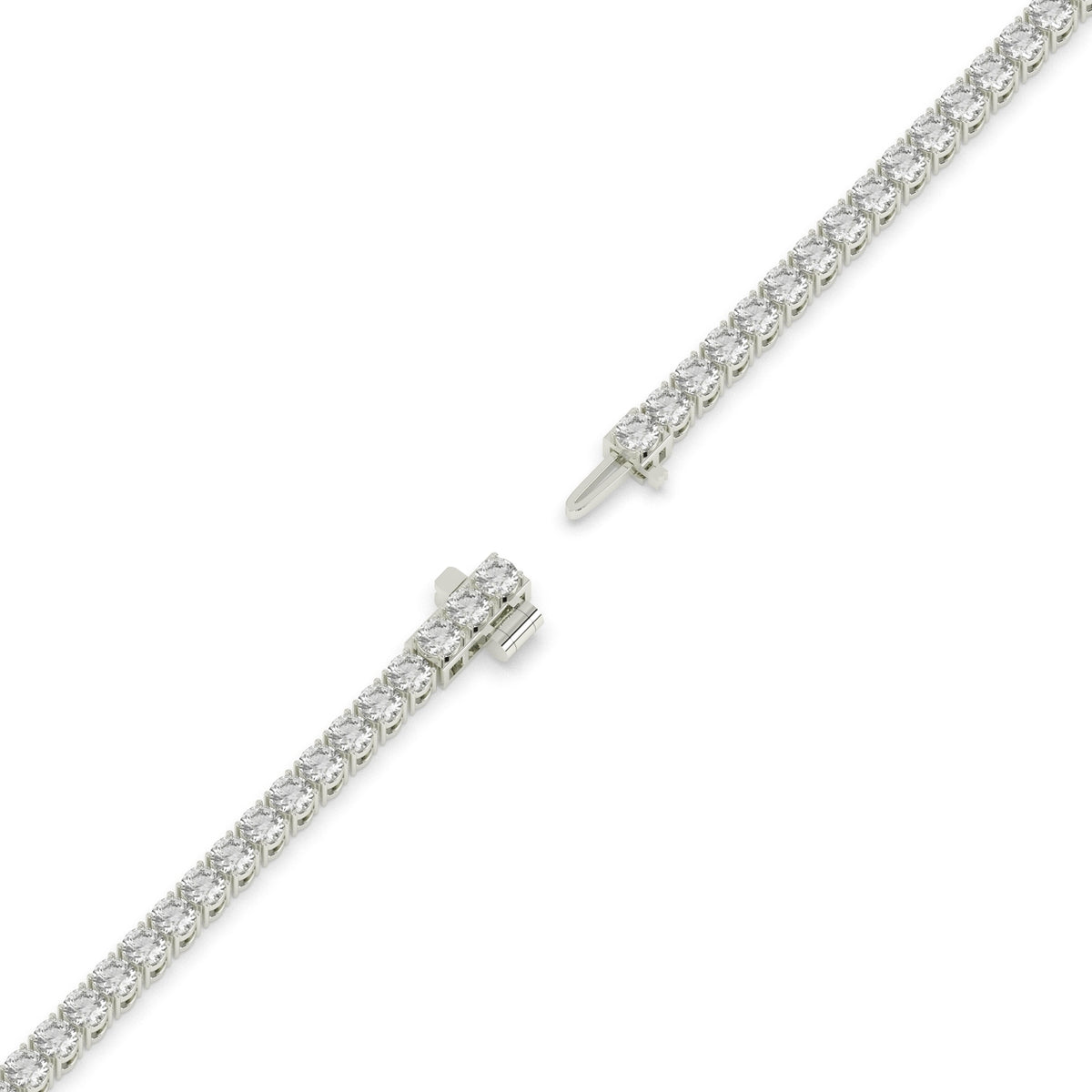 Wiebke round lab-grown diamond tennis bracelet in 14K (585) white gold, full length, diagonal view 
