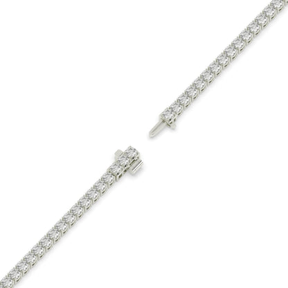 Wiebke round lab-grown diamond tennis bracelet in 14K (585) white gold, full length, diagonal view 