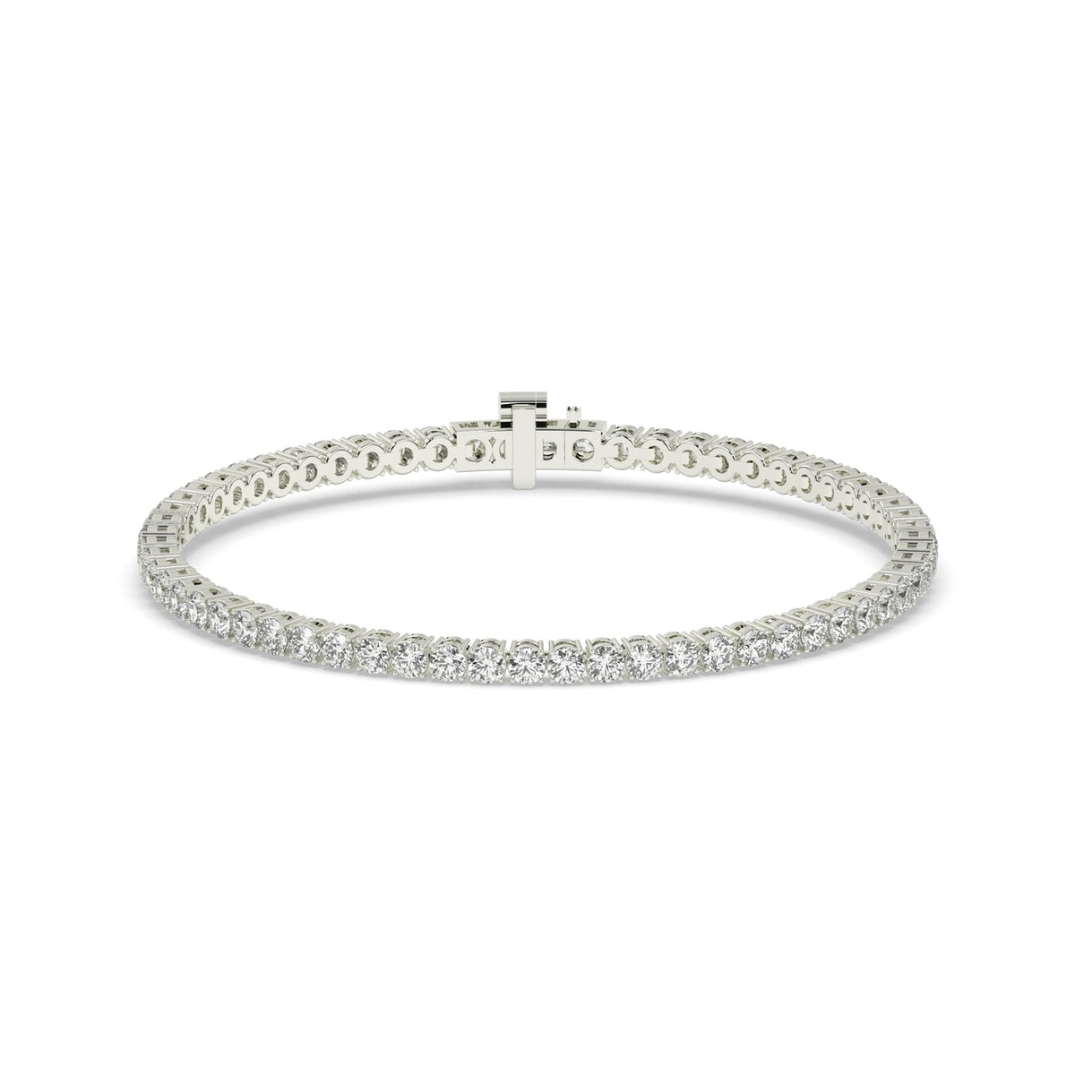 Wiebke round lab-grown diamond tennis bracelet in 14K (585) white gold, front view 