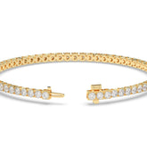 Wiebke round lab-grown diamond tennis bracelet in 14K (585) yellow gold, clasp open, detail view 