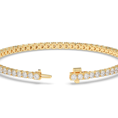 Wiebke round lab-grown diamond tennis bracelet in 14K (585) yellow gold, clasp open, detail view 